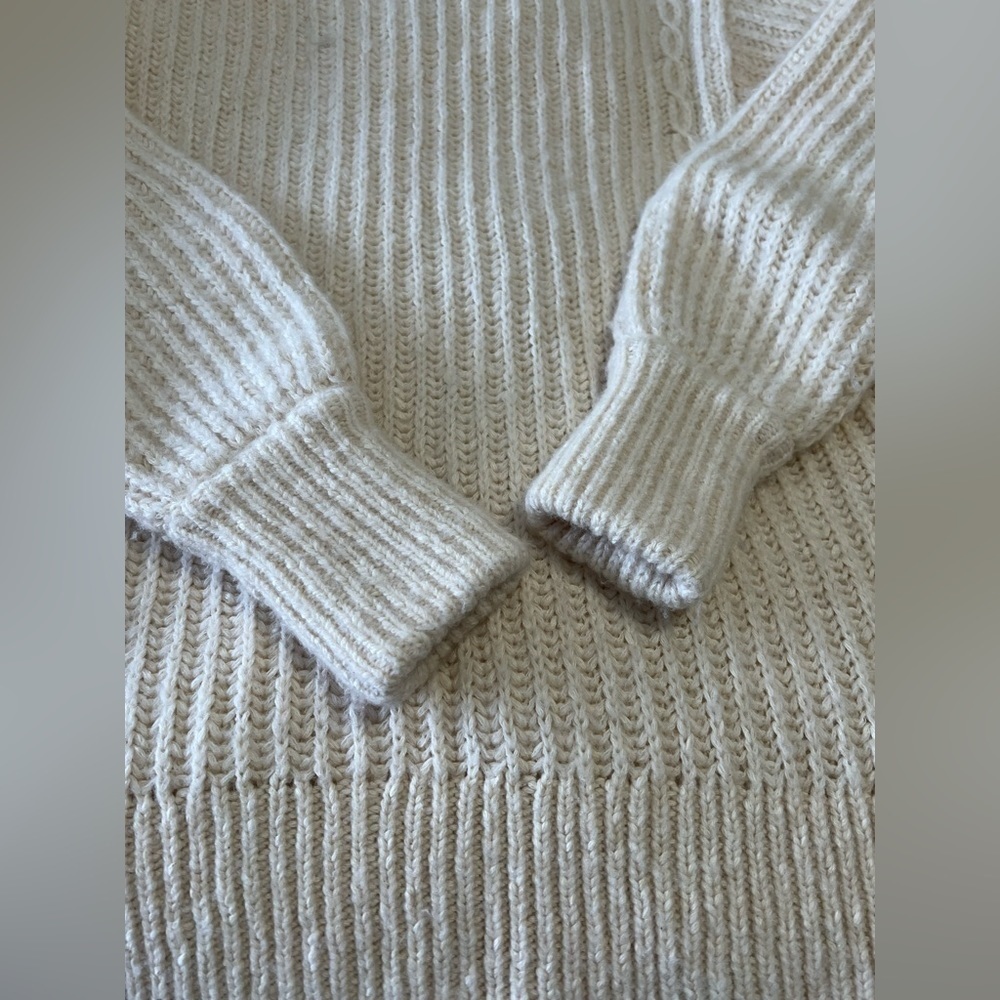 ANTHROPOLOGIE Pilcro Chunky Knit Zip Up Sweater Jacket Size Oversized Cream XS. - Picture 10 of 12